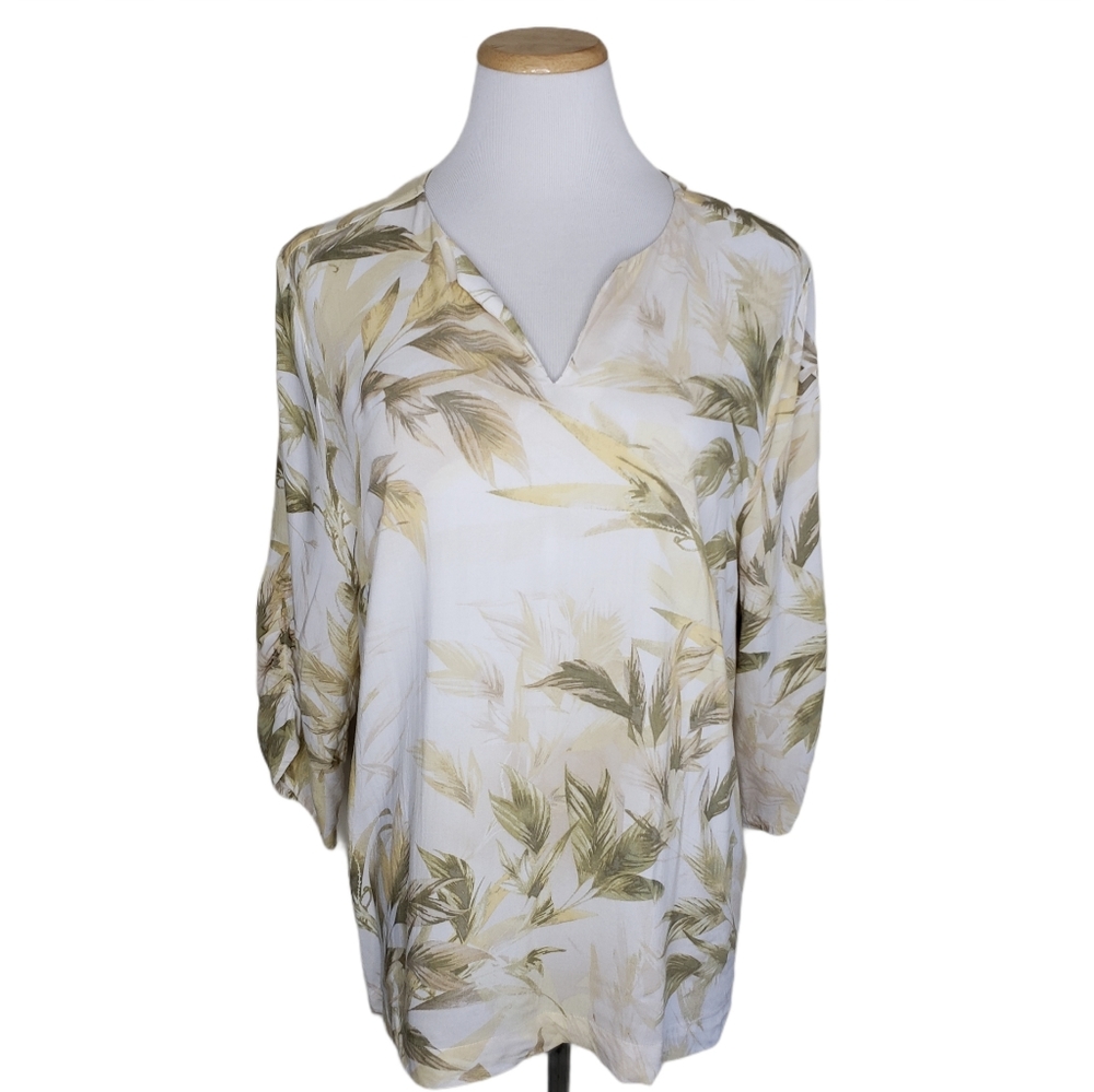 Chico's Fern Print V-Neck Tunic Size 2 (Large)
